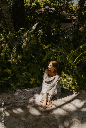 girl in the nature on a island