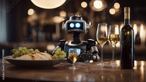 Generative AI. AI in Daily Life: Enhancing Everyday Experiences with Smart Technology. Empowering Humanity: AI Everyday Impact Unveiled in Captivating Imagery. Robot helping in serving dinner. © Sonia