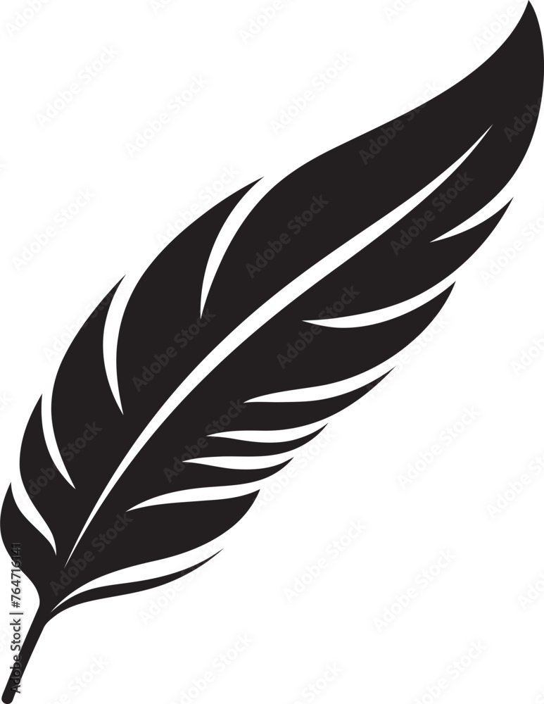 Obraz premium Whispering Wings Feather Minimalist Icon Logo Graceful Aviary Minimalist Vector Feather Design