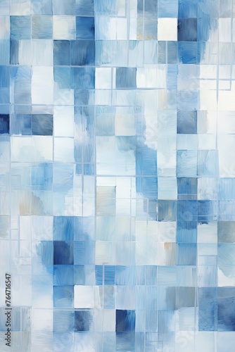 silver and blue squares on the background, in the style of soft, blended brushstrokes © Lenhard