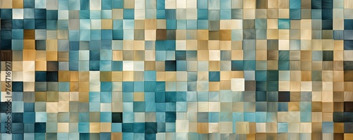 tan and blue squares on the background  in the style of soft  blended brushstrokes