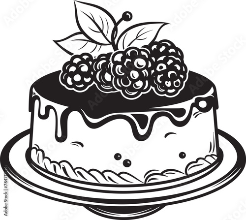 Wholesome Confection Berries and Cherries Cake Vector Logo Luscious Temptation Cherry Berry Cake Vector Design