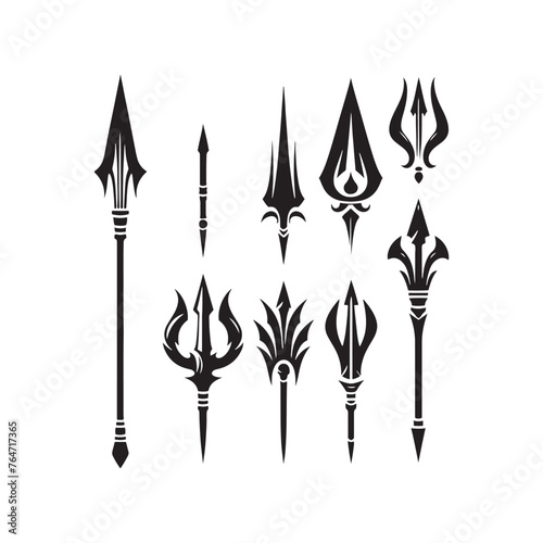 Enigmatic Spear Silhouette Compilation - A Visual Journey into the History of Warfare with Spear Illustration - Minimallest Spear Vector 