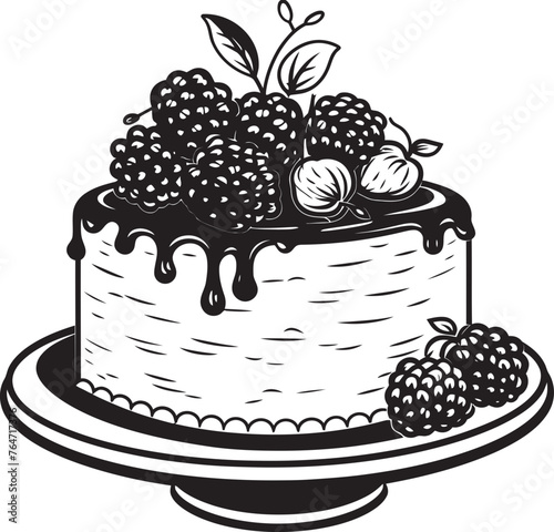 Sweet Sensation Berries and Cherries Cake Vector Logo Berry Burst Vector Design of Cake with Cherries