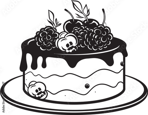 Sweet Symphony Design of Delicious Cake with Berries Berry Bonanza Cherry Berry Cake Vector Icon