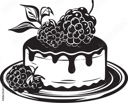 Luscious Temptation Logo of Cake with Cherries Berrylicious Delight Vector Icon of Cherry Berry Cake