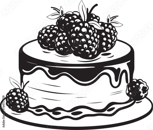 Indulgent Pleasure Cherry Berry Cake Vector Design Sweet Symphony Logo of Cake with Berries