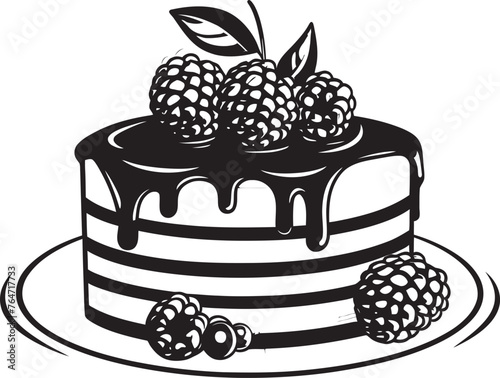 Berry Bonanza Vector Graphics of Cherry Berry Cake Irresistible Delight Summertime Cake Vector Icon