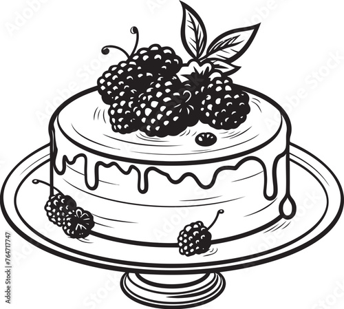 Heavenly Indulgence Cherry Berry Cake Vector Design Luscious Temptation Logo of Delicious Cake