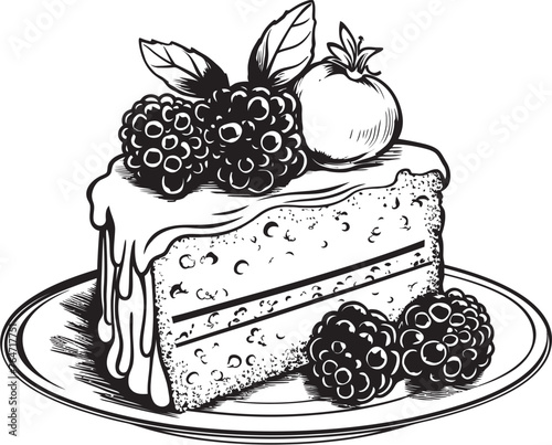 Luscious Temptation Logo of Delicious Cake Berrylicious Delight Vector Graphics of Summertime Cake