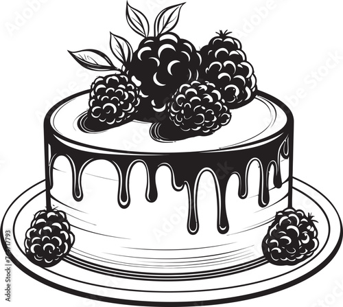 Summertime Treat Cherry Berry Cake Vector Logo Delectable Delight Cake with Berries Vector Design