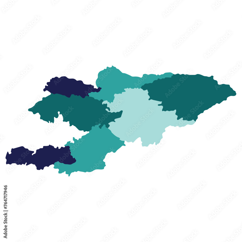 Kyrgyzstan map. Map of Kyrgyzstan in administrative provinces in multicolor