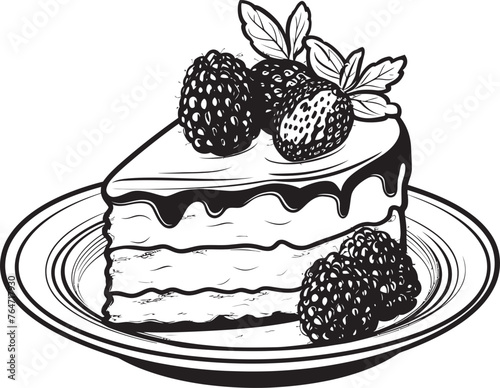 Berry Bonanza Logo of Cake with Cherries Irresistible Delight Vector Graphics of Summertime Cake