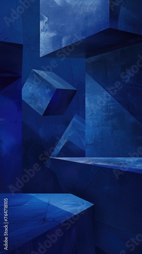 Futuristic Abstract Blue Geometric Shapes Artwork  © banthita166