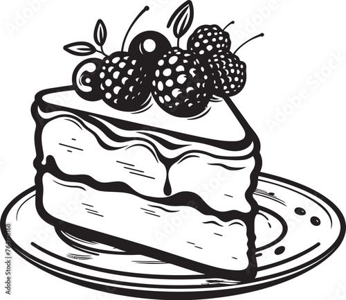 Cherry Berry Delight Cake with Cherries and Berries Iconic Logo Summertime Berry Bonanza Vector Illustration of Festive Cake