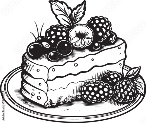 Berrylicious Delicacy Vector Graphics of Tempting Cake Cherry Berry Delight Cake with Cherries and Berries Iconic Logo