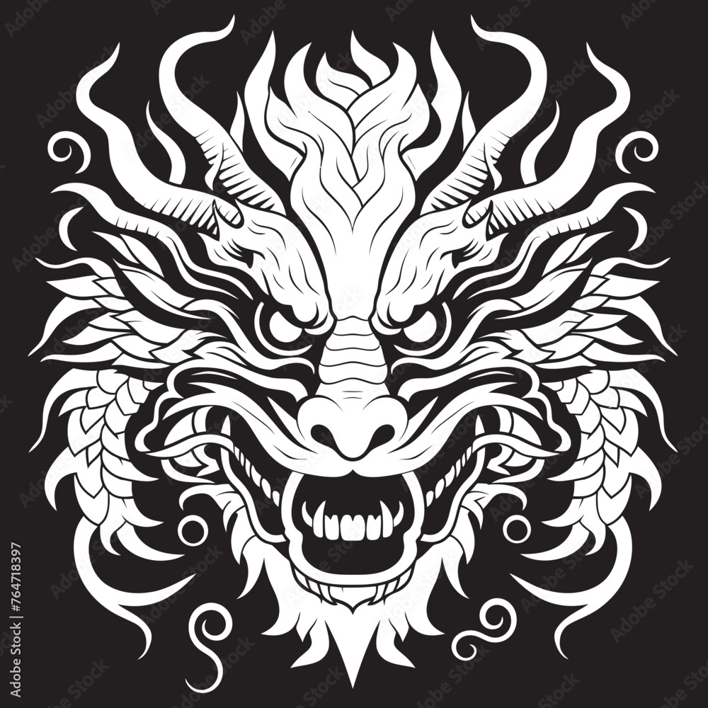 Fototapeta premium Lunar Prosperity Vector Icon for Chinese New Year Dragon Majestic Dragon Majesty Chinese New Year Vector Logo