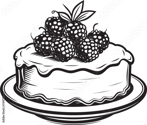 Summer Berry Sensation Cake with Cherries and Berries Iconic Illustration Berrylicious Delight Vector Logo of Scrumptious Cake