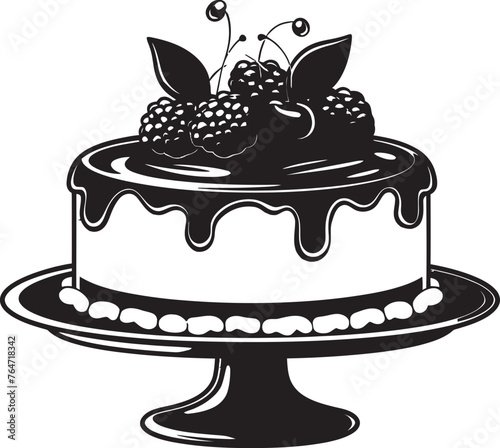 Berrylicious Delight Vector Cake with Cherries and Berries Logo Sweet Treat Sensation Cake with Cherries and Berries Vector Design