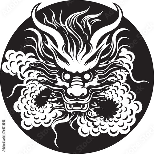 Lunar Serpent Dance Vector Emblem for Chinese New Year Celebration Celestial Dragon Majesty Chinese New Year Vector Logo