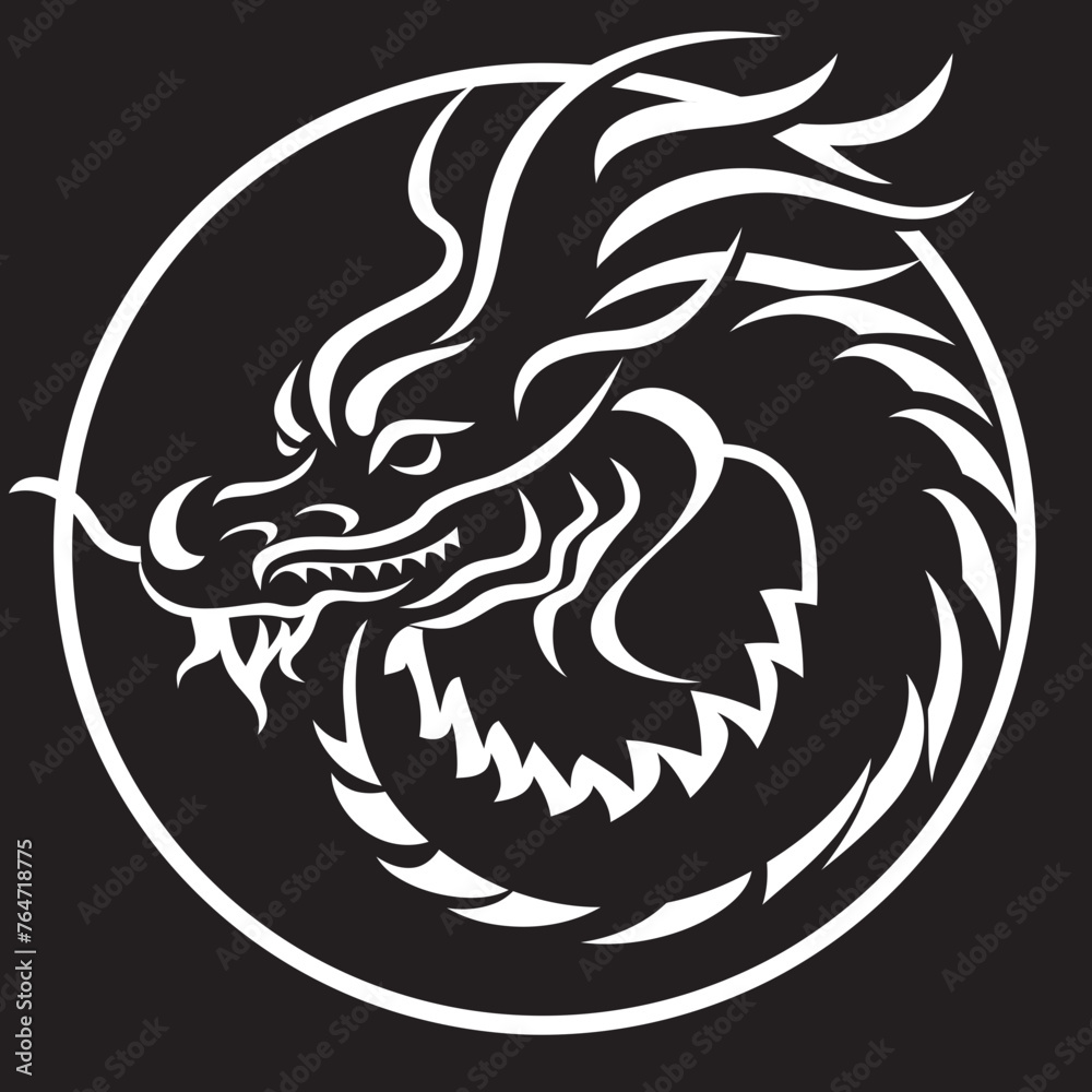 Fototapeta premium Prosperous Dragon Chinese New Year Vector Logo Majestic Guardian Vector Icon for Lunar New Year Celebration