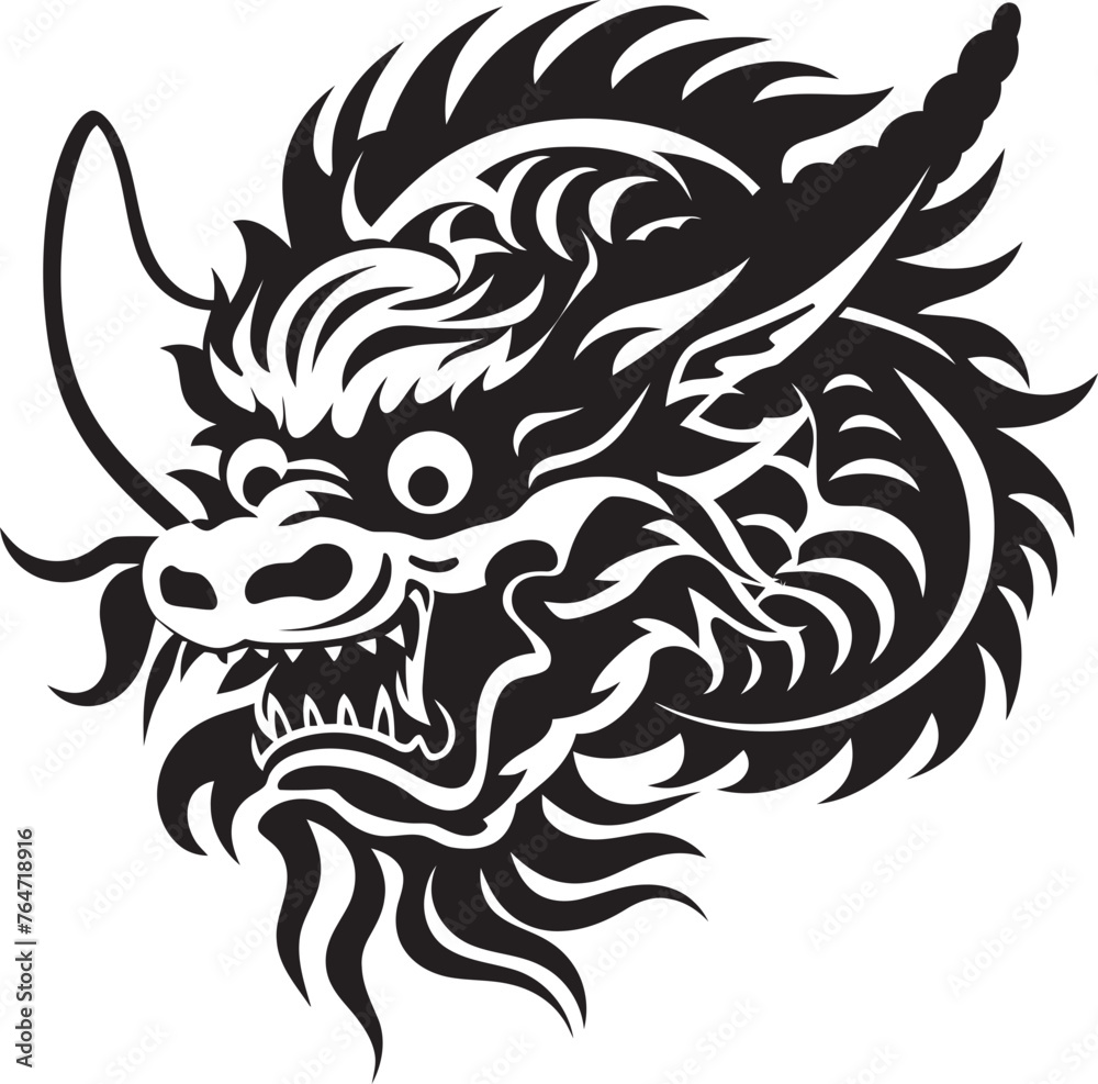 Cultural Emblem Dragon Design for Lunar New Year Dragon Ascension Chinese New Year Vector Logo Icon