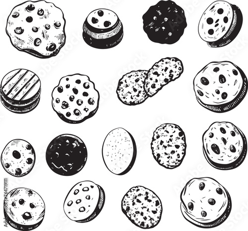 Blissful Bites Vector Icon Set for Blissful Cookie Lovers Sweet Symphony Vector Graphics of Harmonious Cookies