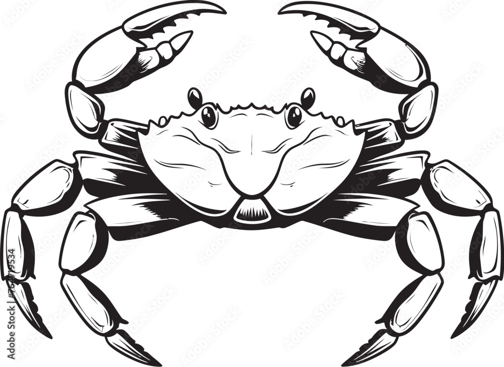 Fototapeta premium Coastal Commander Crab Vector Icon in Bold Outline Crustacean Chronicle Thick Outline Crab Graphics