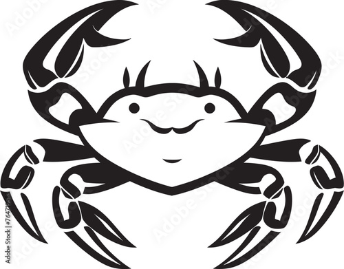 Marine Monarch Thick Outline Crab Logo Clawed Majesty Crab Vector Icon with Bold Lines