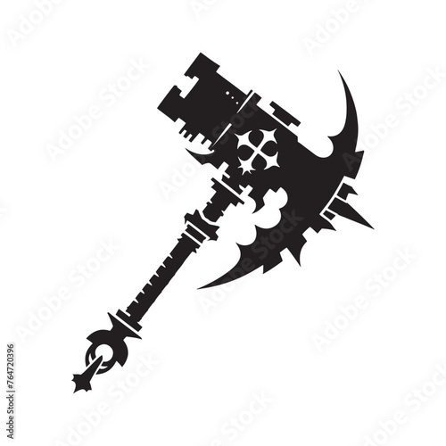 Dynamic Warhammer Silhouette Showcase - Unveiling the Essence of Martial Strength with Warhammer Illustration - Minimallest Vector
