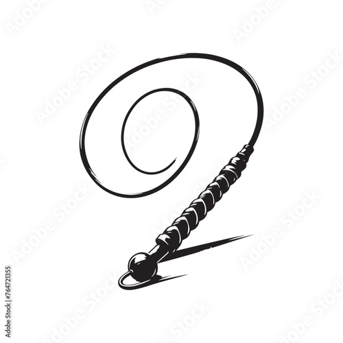 Elegant Whip Silhouette Showcase - Capturing the Grace and Power of this Iconic Weapon with Whip Illustration - Minimallest Whip Vector
