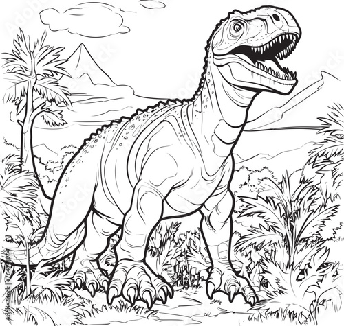 Fossil Fun Dinosaur Line Art Coloring Pages Vector Icon Dino Dreamland Vector Graphics for Dinosaur Line Art Coloring Pages