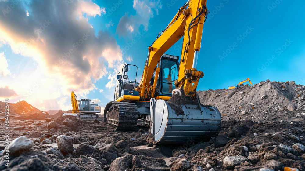 Obraz premium excavator digs the ground