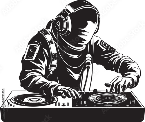 Astral Audio DJ Astronaut Vector Icon for Cosmic Music Space Serenade Vector Design with DJ Astronaut Graphics for Lunar Harmonies