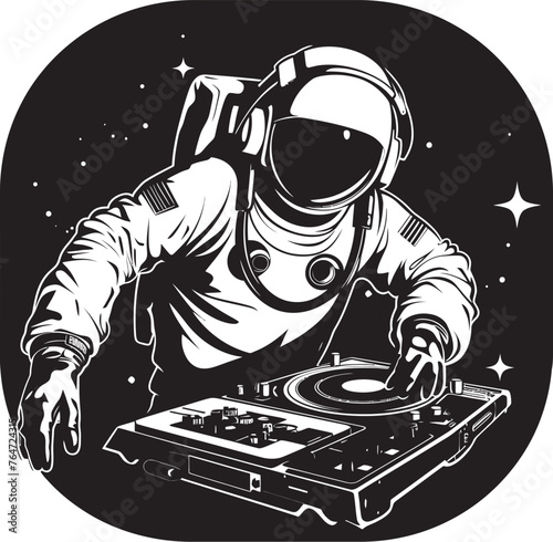 Interstellar Mix DJ Astronaut Vector Graphics Celestial Crescendo Vector Logo Featuring Astronaut DJ