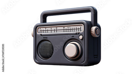 3D Cartoon Vintage Radio On Transparent Background