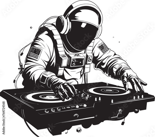 Starlight Spin Vector Design with Space DJ Astronaut Cosmic Cadence DJ Astronaut Vector Graphics