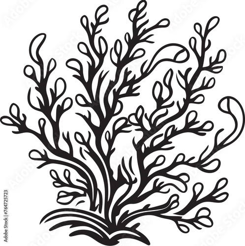 Coastal Creativity Doodle Seaweed Vector Graphics for Seaside Inspiration Seaweed Symphony Vector Logo with Doodle Seaweed Design for Underwater Harmony