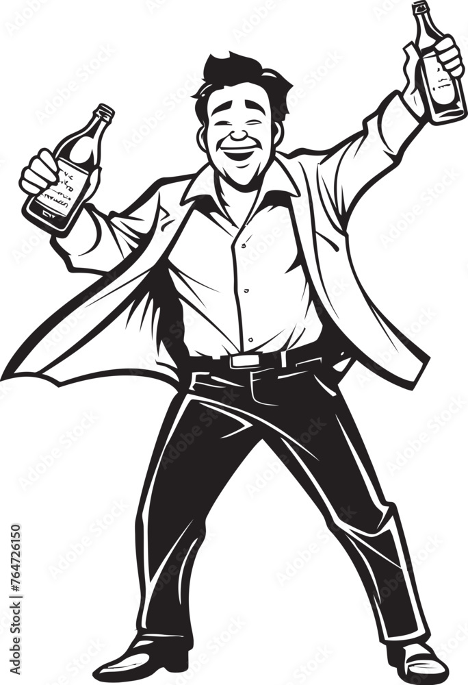 IntoxiAffection Vector Design with Mans Embrace of Alcohol Icon Boozy Hug Vector Graphics of Drunken Man Cuddling Bottle IntoxiAffection Vector Design with Mans Embrace of Alcohol Icon Boozy Hug Vector Graphics of Drunken Man Cuddling Bottle