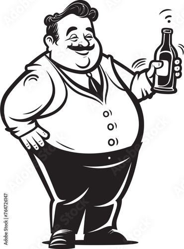 Liquor Lover Drunken Man Vector Graphics with Alcohol Admiration Drunkards Devotion Vector Logo Featuring Mans Love for Booze