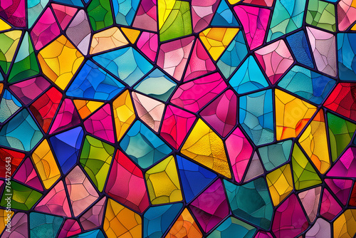 Kaleidoscopic Dreams. Vibrant Stained Glass Mosaic. Spectrum of Imagination  Colorful Geometric Stained Glass Artwork