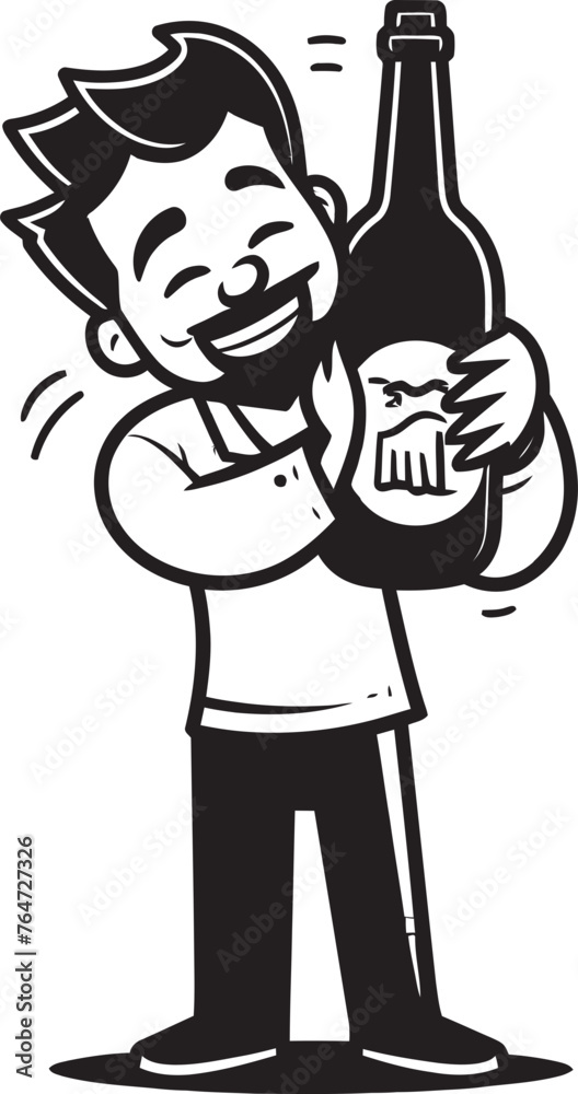 Drunken Devotion Vector Design with a Man Hugging an Alcoholic Beverage Icon Intoxicated Infatuation Drunken Man Vector Graphics Holding a Liquor Bottle Drunken Devotion Vector Design with a Man Hugging an Alcoholic Beverage Icon Intoxicated Infatuation Drunken Man Vector Graphics Holding a Liquor Bottle