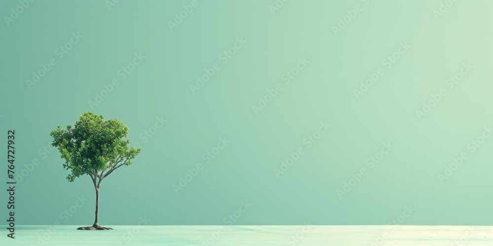 A banner with copy space and a single tree symbolizing reforestation and growth, suitable for environmental education and green initiative promotions. A banner with copy space and a single tree symbolizing reforestation and growth, suitable for environmental education and green initiative promotions.