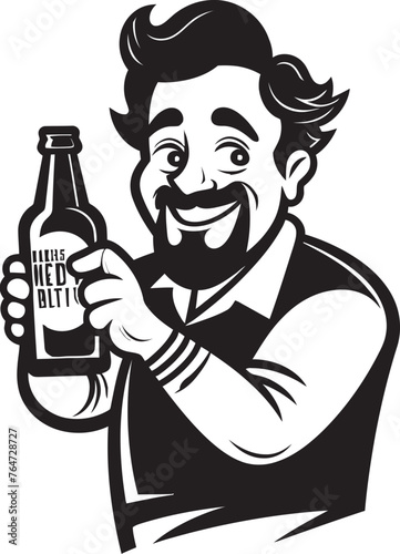 IntoxiHug Drunken Man Clutching to Alcohol in Vector Logo Drunken Embrace Man Holding Alcohol Bottle Icon in Vector Design