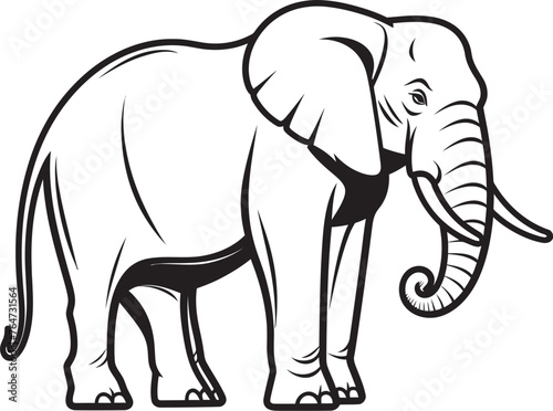 Elephant Elegance Vector Design Illustrating the Graceful Beauty of an Elephant Regal Elephant Vector Graphics Portraying the Royal Demeanor of an Elephant © BABBAN