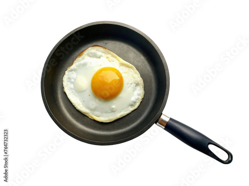 Fried egg on a pan isolated on transparent background.