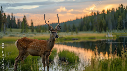 Plakat deer in the woods