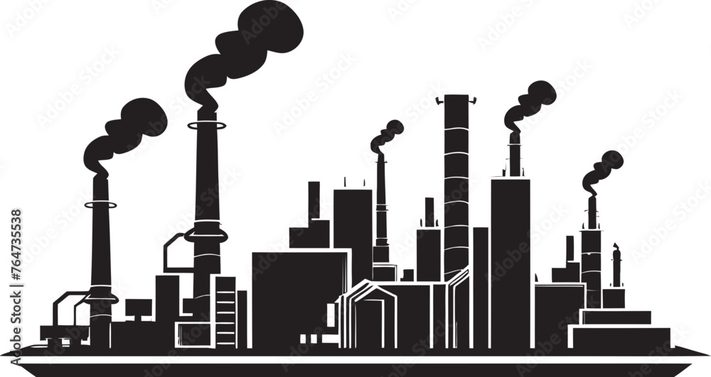 Obraz premium Urban Smog Vector Icons and Graphics Embodying Factory Air Pollution Toxic Skies Vector Logo and Graphic Design Reflecting Air Pollution Consequences