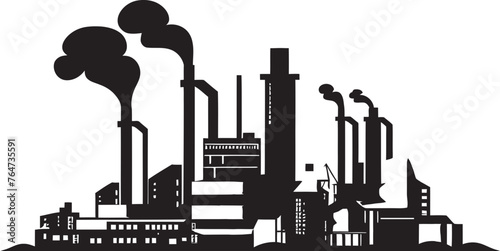 Emission Excess Vector Logo and Design Depicting Air Pollution Consequences Factory Haze Vector Icons and Graphics Illustrating Air Pollution Effects