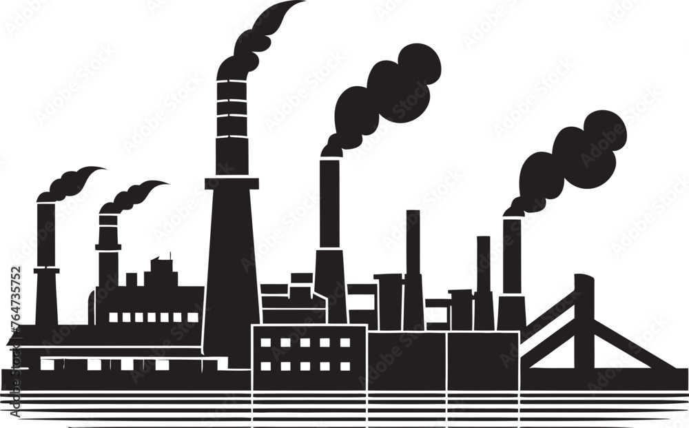 Factory Smog Vector Icons and Graphics Embodying Air Pollution Consequences Pollution Plumes Vector Logo and Design Depicting Factory Air Pollution